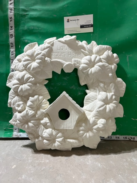 FLOWER & BIRDHOUSE WREATH