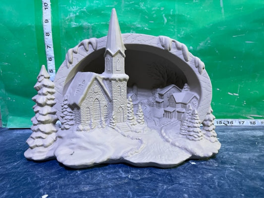 H 544 - CHURCH SCENE WITH TREES