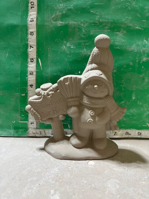 CM 2461 - SNOWMAN WITH BROOM & SIGN