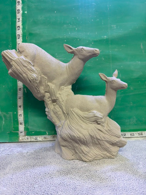 DH 1986 - TWO DEER ON DRIFTWOOD